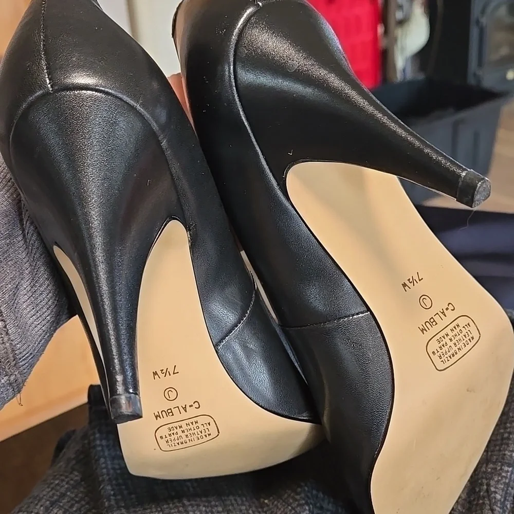 Calico Leather Heels Made in Brazil Pass the Rock Test Womens Size 7.5 Black